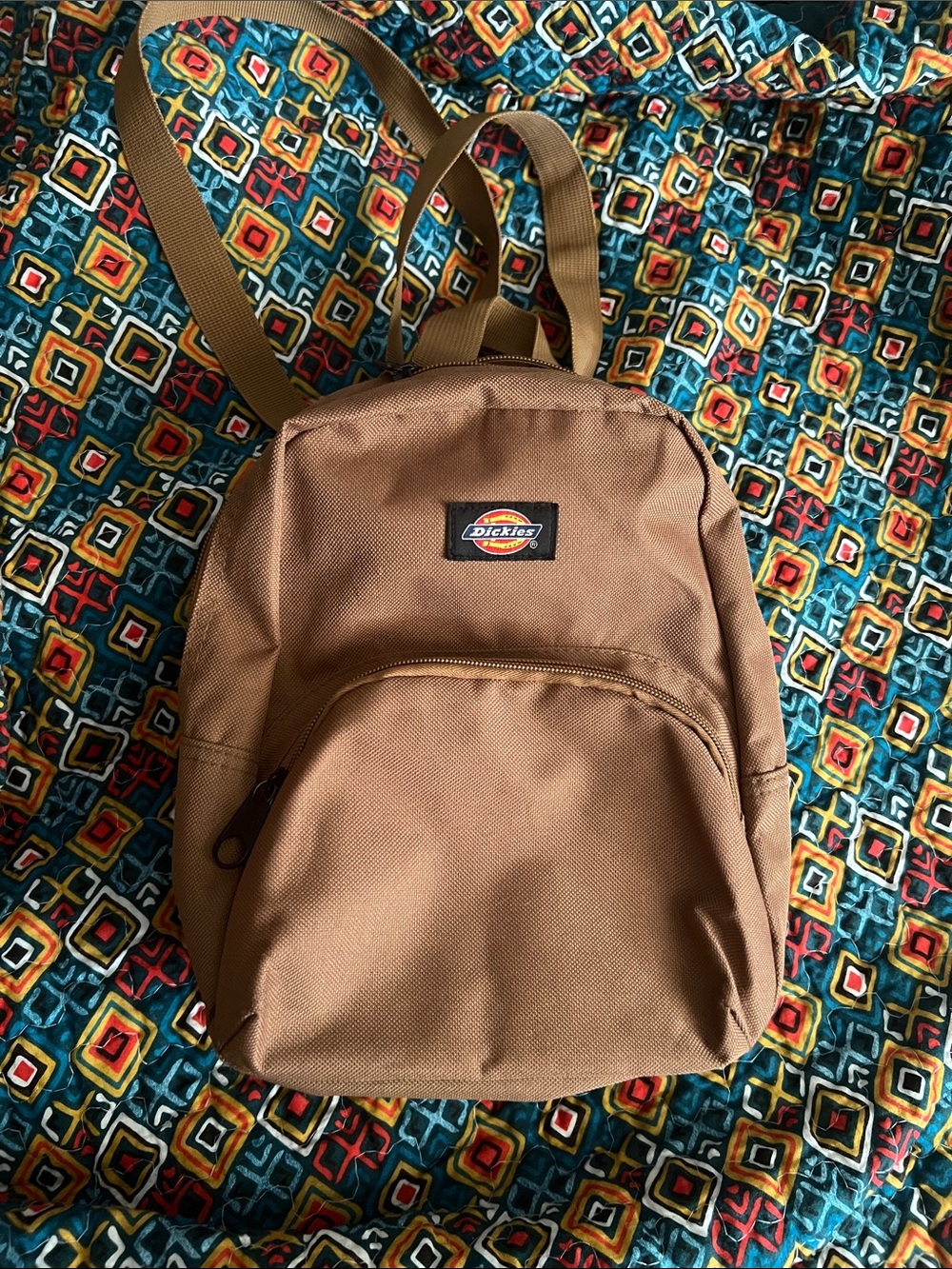 Dickies Mini Brown Backpack Front Zip Pocket